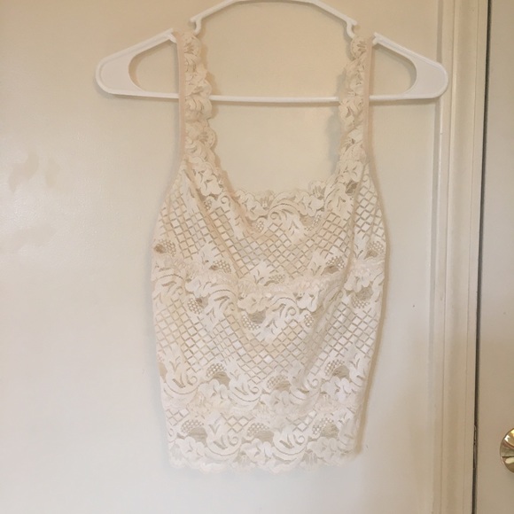 Vintage off-white lace tank top w adjustable strap - Picture 1 of 2